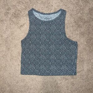 Aeropostale Navy Blue and White Geometric Crop Racer Back Tank Top, size small